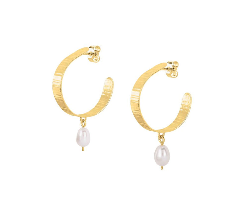 Inverse Pearl Hoops (Pair) (Silver or Gold)