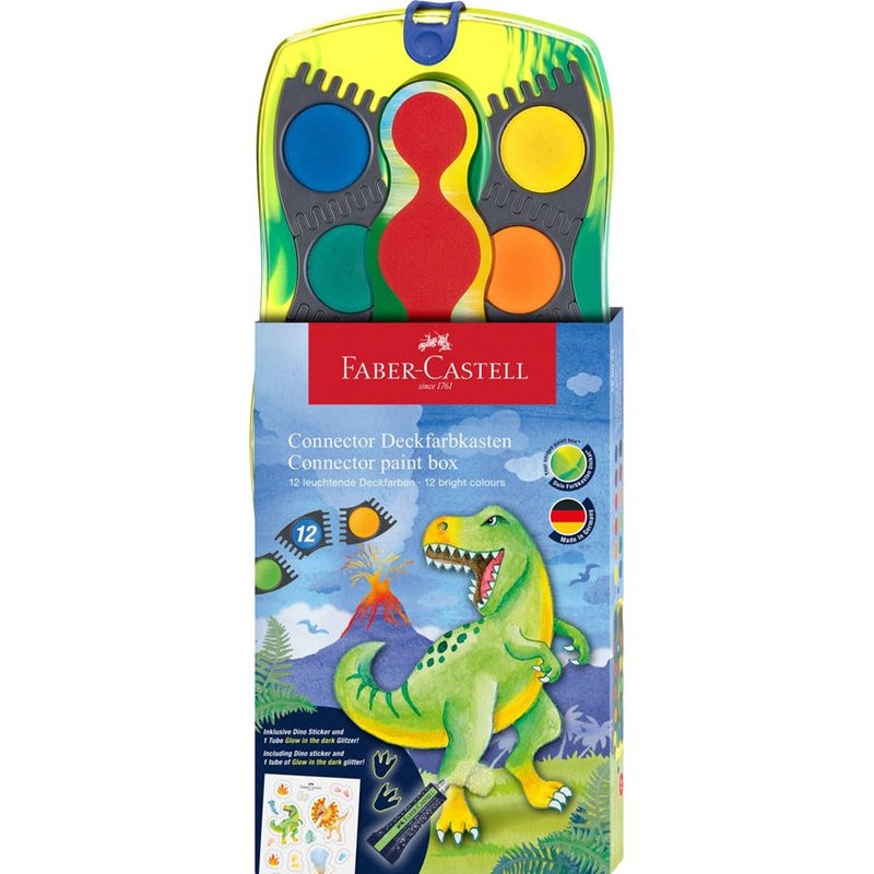 Faber Castell Connector Paint Box 12 Colours Dinosaur (Glow in the dark)