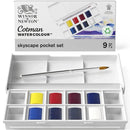 Winsor & Newton Cotman Watercolour Half Pans Pocket Sets (Set of 8 + Brush)
