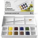Winsor & Newton Cotman Watercolour Half Pans Pocket Sets (Set of 8 + Brush)