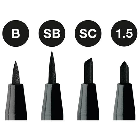 Faber Castell PITT Artists' Pens Sets - Black (B,SB,SC,1.5) (Set of 4)