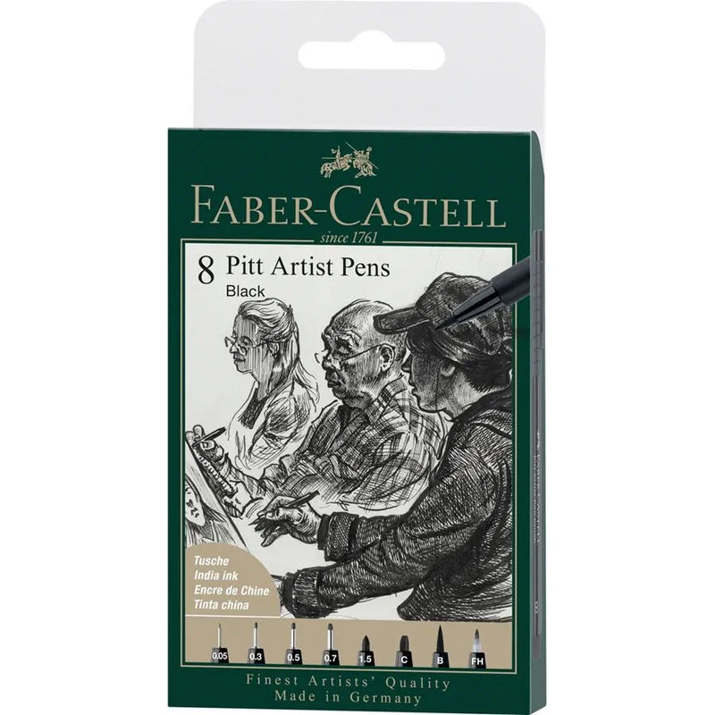 Faber Castell PITT Artists' Pens Sets - Black (Set of 8)