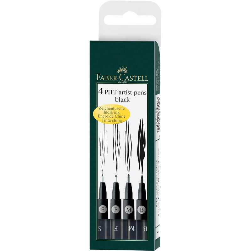 Faber Castell PITT Artists' Pens Sets - Black (S,F,M,B) (Set of 4)