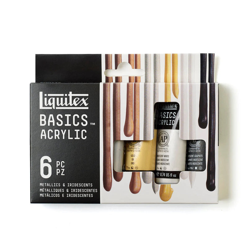 Liquitex Basics Acrylic Paints, Metallics & Iridescents (Set of 6)