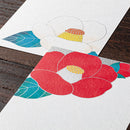 Midori Postcard Pad Red and White Camellia