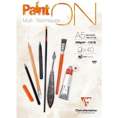 Clairefontaine White Paint ON Multimedia Pads (40 Sheets)