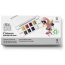 Winsor & Newton Cotman Watercolour Half Pans Pocket Sets (Set of 8 + Brush)