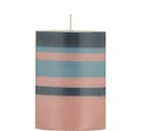 10 cm Small Striped Rose Pink, Indigo and Pompadour Pillar Candle