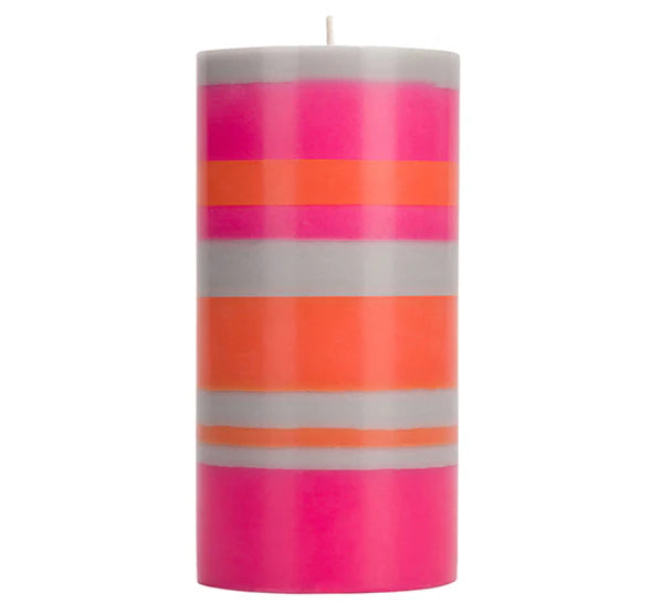 Tall Striped Eco Pillar Candle 15cm
