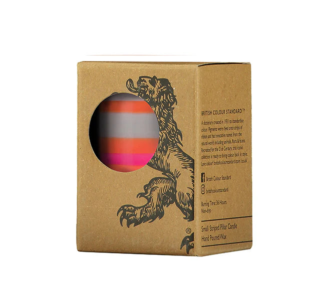 Small Striped Orange Flame, Willow & Neyron Eco Pillar Candle (10cm)