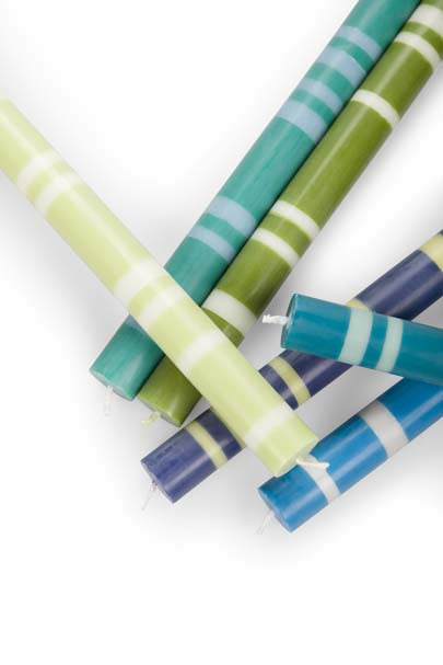 Two Striped 6 x Mixed Cools, Eco Dinner Candles - 6 Per Pack