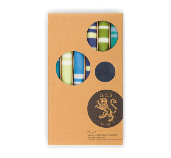 Two Striped 6 x Mixed Cools, Eco Dinner Candles - 6 Per Pack