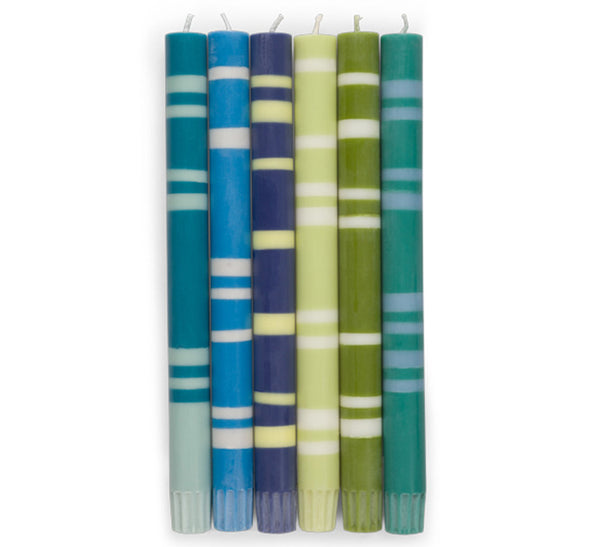 Two Striped 6 x Mixed Cools, Eco Dinner Candles - 6 Per Pack