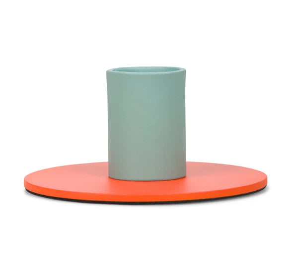 Two Tone Metal Candle Holder - Orange/Blue