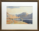 classic view of Buttermere in the Lake District watercolour painting with mountains in autumn