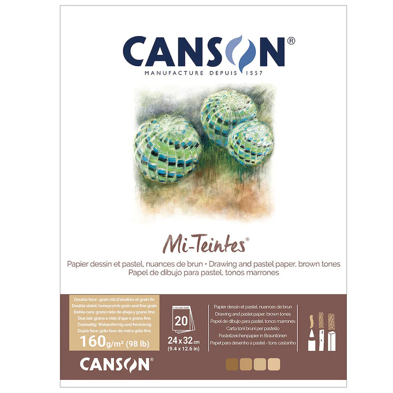Canson Mi Teintes Drawing & Pastel Paper - Brown Tones - 24x32cm 160gsm (20 Sheets)