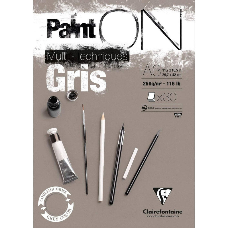 Clairefontaine Grey Paint ON Multimedia Pads (30 Sheets)