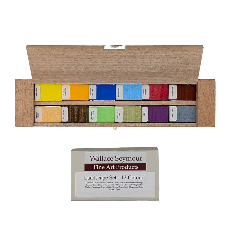 Wallace Seymour Wooden Full Pan Landscape Watercolour Set (Set of 12)