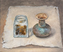 Roman Jar and Dried Poppy Heads - Original Artwork by Linda Ryle