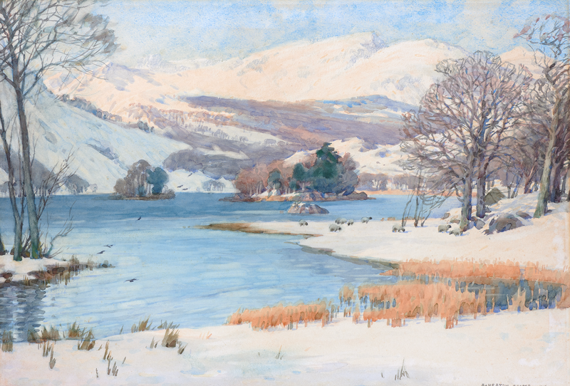 Rydal Water in Snow – Original Painting by Alfred Heaton Cooper (1863 - 1929)