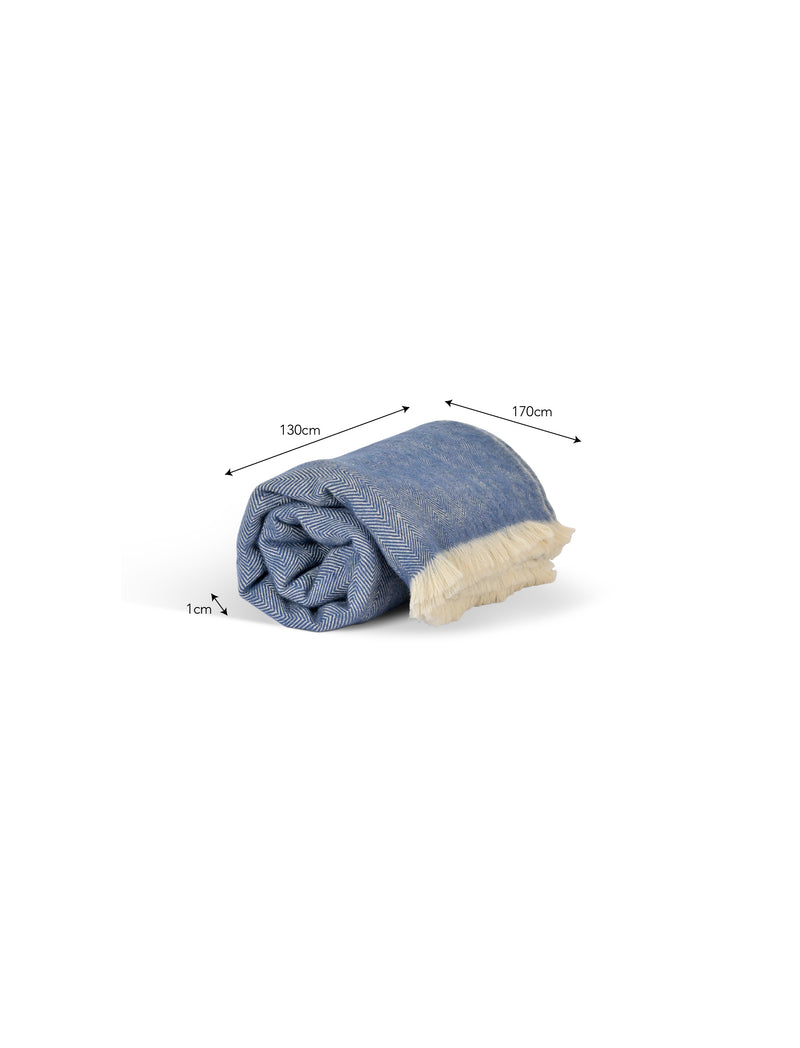 Stockwell Herringbone Throw - Cove Blue