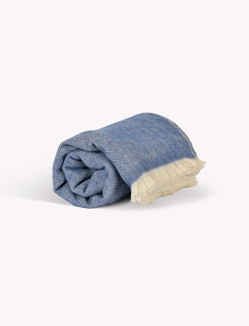 Stockwell Herringbone Throw - Cove Blue