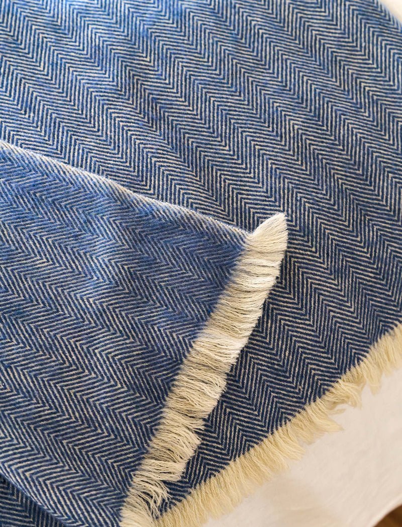 Stockwell Herringbone Throw - Cove Blue
