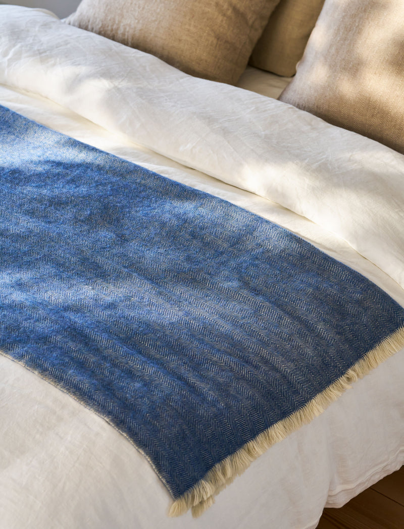 Stockwell Herringbone Throw - Cove Blue