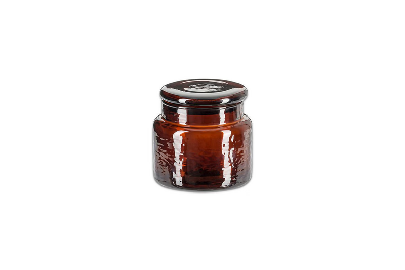 IIcoso Recycled Amber Hammered Glass Storage Pot