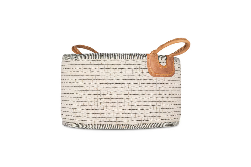 Anjuli Jute and Cotton Off White and Black Basket