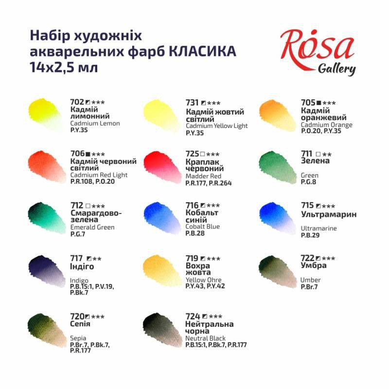 Rosa Gallery Watercolour Paints Classic (14 Colours)