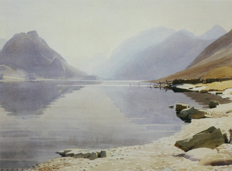 Hazy Morning Crummock Water by William Heaton Cooper R.I. (1903 - 1995)